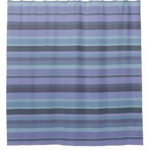 Blue-gray horizontal stripes shower curtain