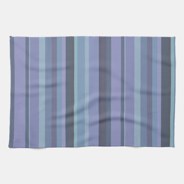 Blue-gray horizontal stripes tea towel (Horizontal)