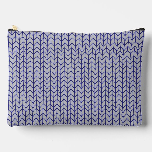 BLUE GRAY KNIT Large Accessory Pouch (Front)