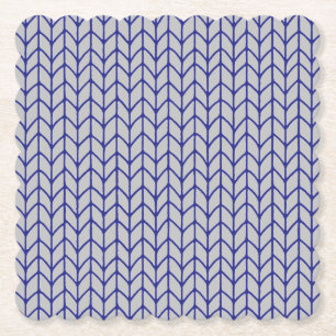 BLUE GRAY KNIT Scalloped Square Paper Coasters