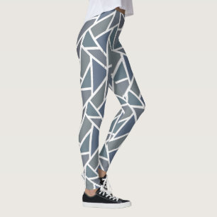 Blue-gray mosaic pattern leggings