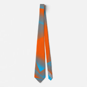 Blue Gray Orange Ombre Geometric Abstract Art Tie