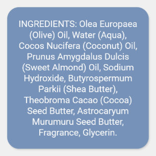 Blue-Gray Soap Skincare Ingredients Product Label