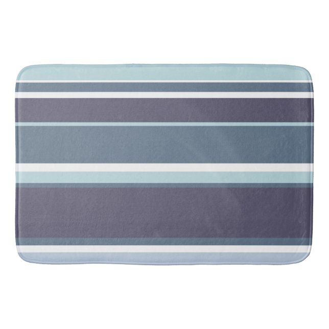 Blue-gray stripes bath mat (Front)
