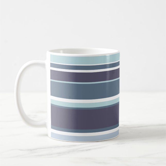 Blue-gray stripes coffee mug (Left)