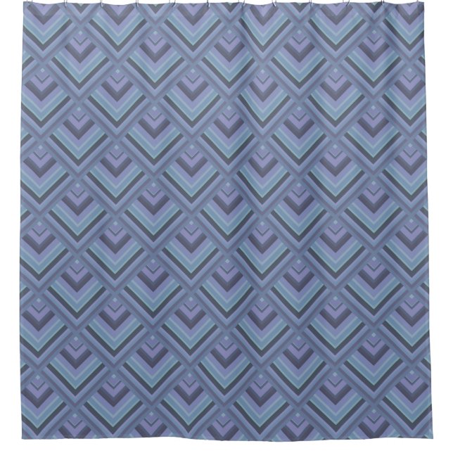 Blue-gray stripes scale pattern shower curtain (Front)