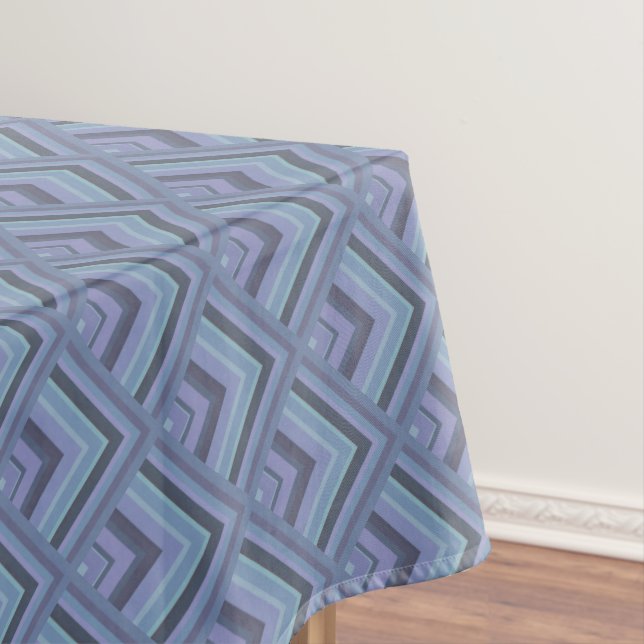 Blue-gray stripes scale pattern tablecloth (In Situ)