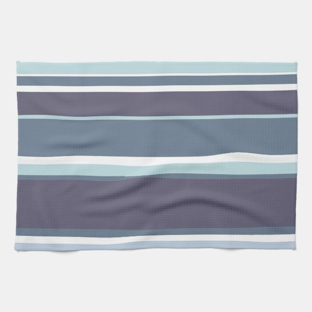 Blue-gray stripes tea towel (Horizontal)