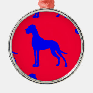 Blue Great Dane Metal Tree Decoration