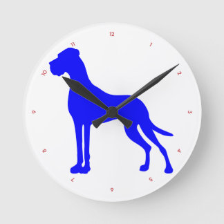 Blue Great Dane Round Clock
