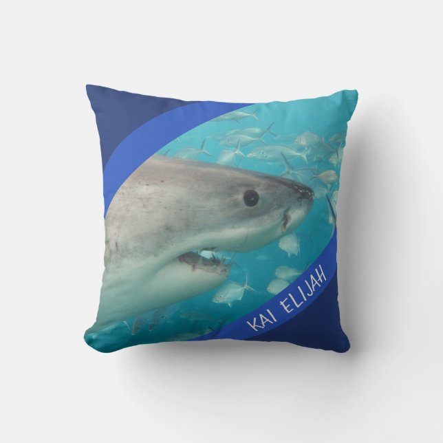 Blue Great White Shark Underwater Australia Cushion (Front)