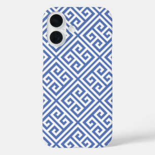 Blue Greek Key Pattern iPhone 16 Case