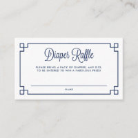 Blue Greek Key Pattern Diaper Raffle Baby Shower