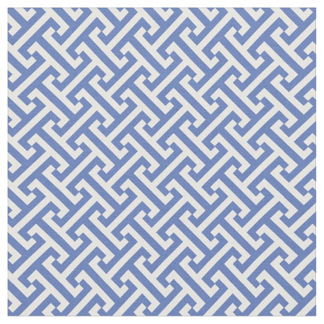 Blue Greek Key Pattern Fabric (Close Up)