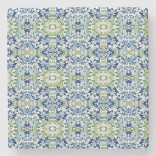 Blue Greem BOHO Floral pattern Stone Coaster