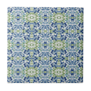Blue Greem BOHO Floral pattern Tile