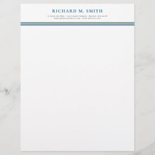 Blue Green 3 Lines Professional Name Contact Custom Letterhead