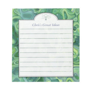 Blue Green Abstract Art Custom Idea List Notepad
