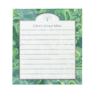 Blue Green Abstract Art Custom Idea List Notepad