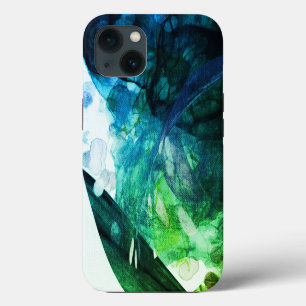 Blue green abstract art iPhone 13 case