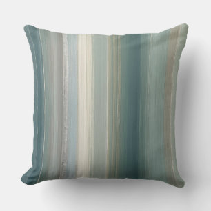 Blue Green Abstract Coastal Stripe Cushion