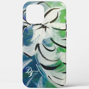 Blue Green Abstract Flower Phone Cases