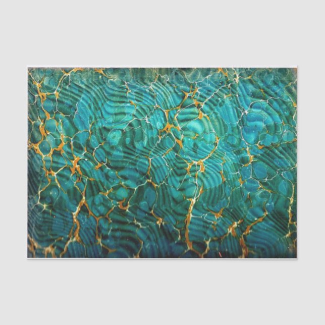 Blue Green Abstract Marble Tissue Paper (Front)