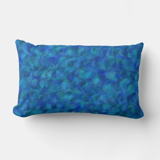 Blue Green Abstract Seamless Pattern Lumbar Cushion (Front)