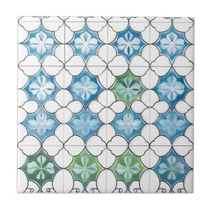 Blue Green Abstract Tile Pattern