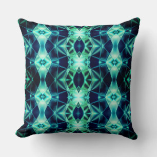 Blue-green acrylic rapport, neon mirroring shapes cushion