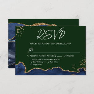 Blue & Green Agate Wedding RSVP