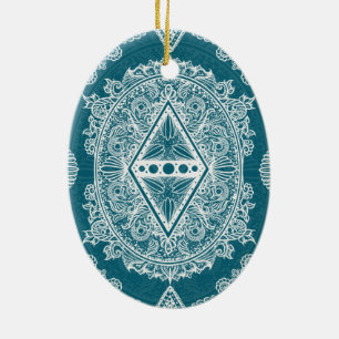 Blue Green Age of awakening, bohemian, newage Ceramic Tree Decoration