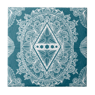 Blue Green Age of awakening, bohemian, newage Tile