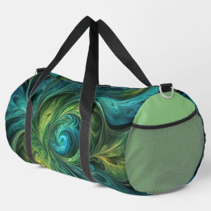 Blue Green AI Fractal Pattern Duffle Bag