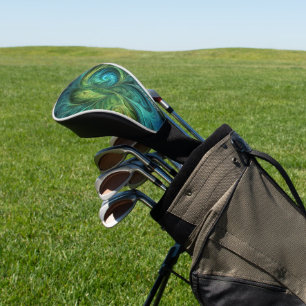 Blue Green AI Fractal Pattern Golf Head Cover