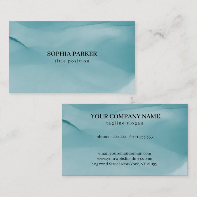Blue-Green Alcohol Ink  Business Card (Front/Back)