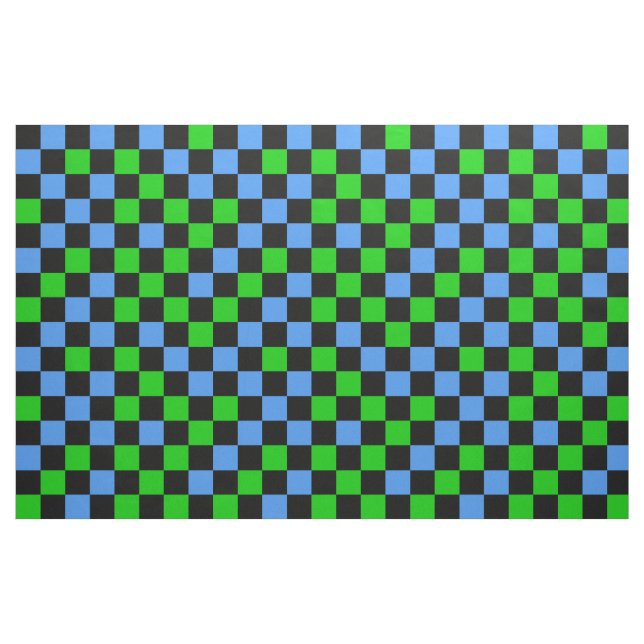 Blue Green And Black Chequered Pattern  Fabric (Fat Quarter)