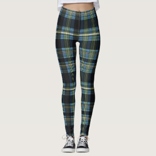 Blue,Green and Black Tartan Leggings 