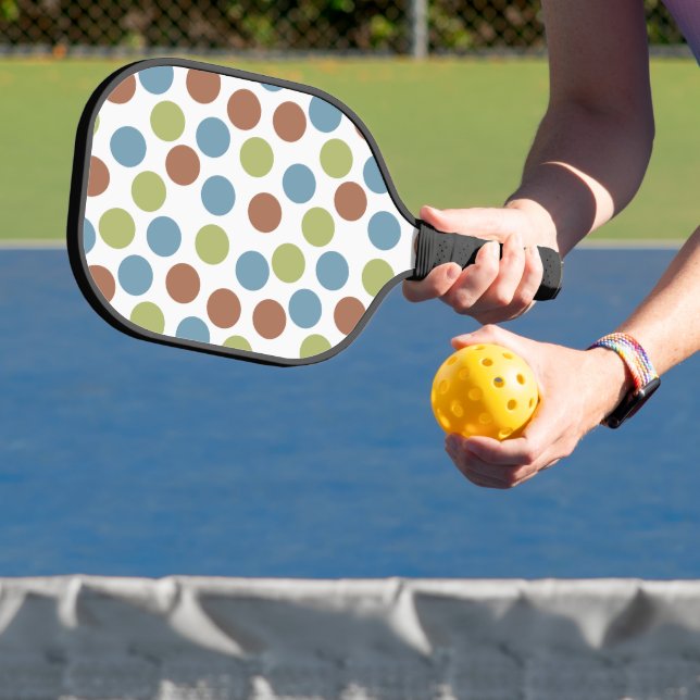 Blue, Green, and Brown Dots  Pickleball Paddle (Insitu)