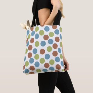 Blue, Green, and Brown Dots Tote Bag