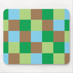 Blue green and brown squares pattern mouse pad