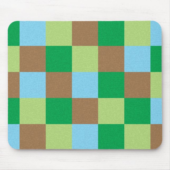 Blue green and brown squares pattern mouse pad (Front)