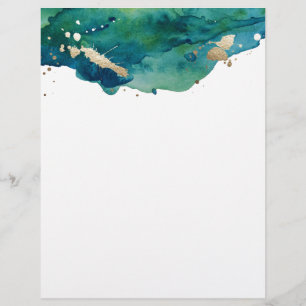 Blue Green and Gold Splatter letterhead