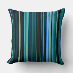 Blue, green and grey Abstract Stripes Cushion