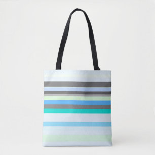 Blue, green and grey Abstract Stripes Tote Bag