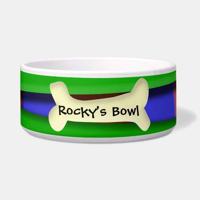 Blue, green and orange 3D effect dog's bowl (Front)