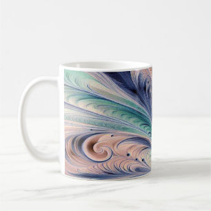  blue, green, and peach marbling coffee mug
