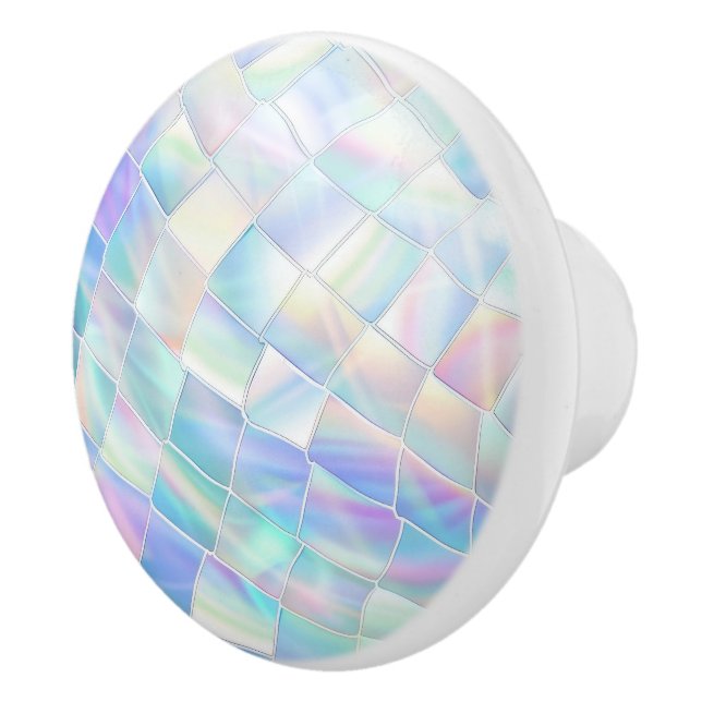 Blue, Green and Purple Holographic Pattern Ceramic Knob (Right)