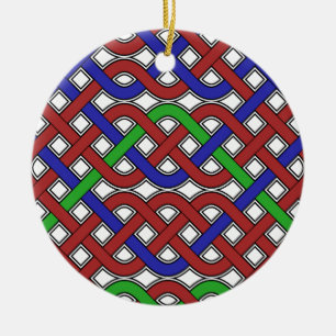 Blue, Green and Red Celtic Knots Ceramic Tree Decoration
