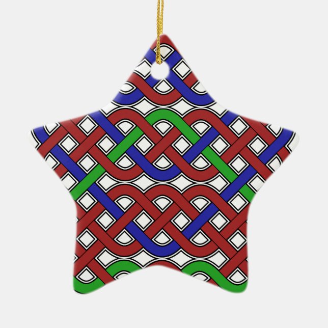 Blue, Green and Red Celtic Knots Ceramic Tree Decoration (Front)